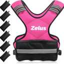 ZELUS Weighted Vest for Men and Women, 11-20lb Vest with 6 Ironsand Weights for Home Workouts | Adjustable Body Weight Vest Exercise Set for Cardio and Strength Training (Pink)