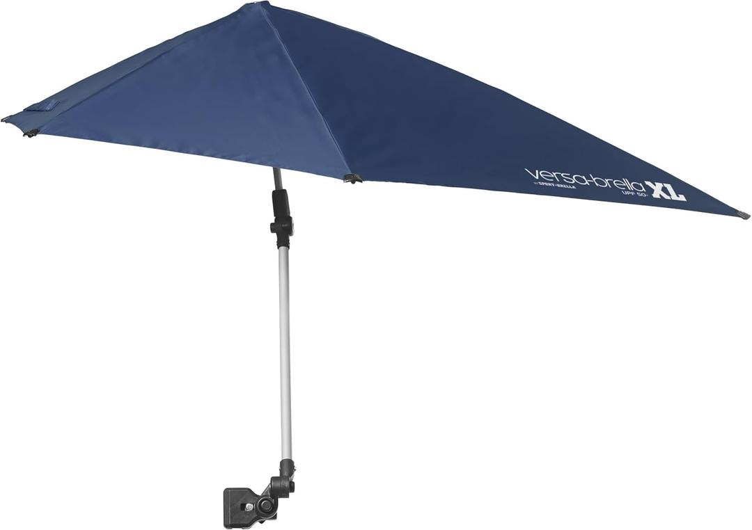 Sport-Brella Versa-Brella SPF 50+ Protection Adjustable Umbrella with Universal Clamp, Blue XL