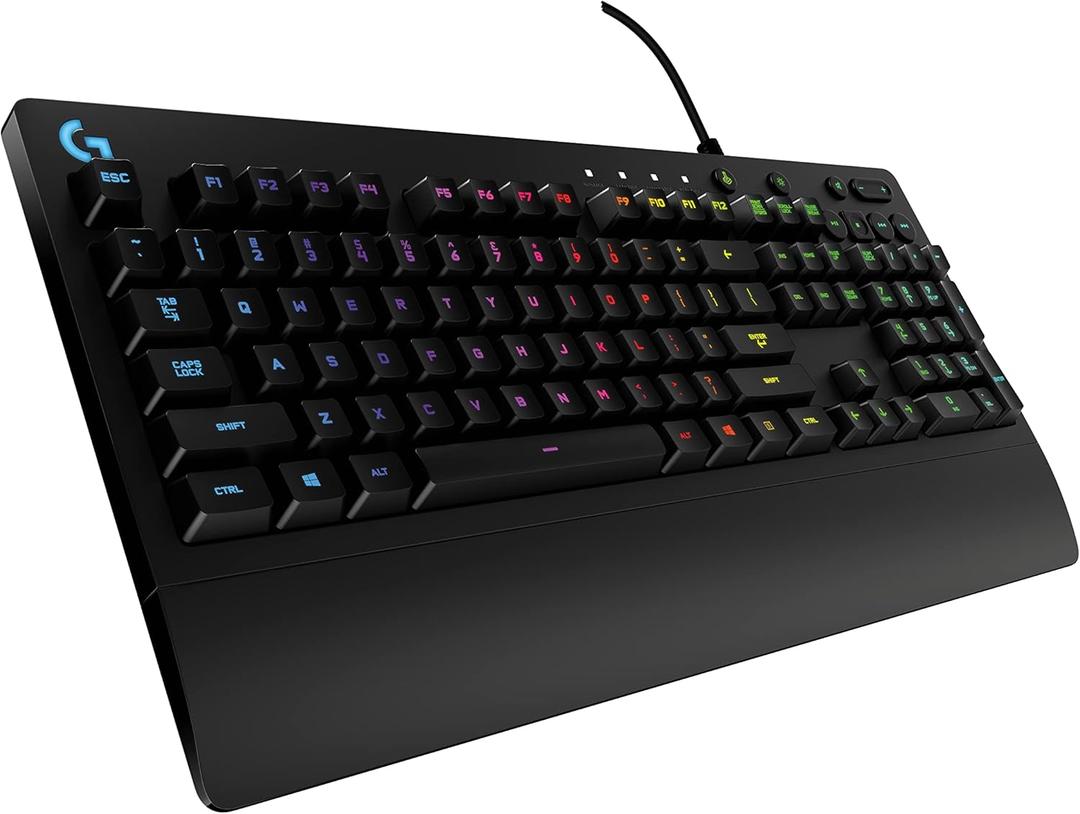 Logitech G213 Prodigy Gaming Keyboard - Wired RGB Backlit Keyboard with Mech-Dome Keys, Palm Rest, Adjustable Feet, Media Controls, USB, Compatible with Windows Black