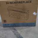 ROCKPOINT 3 Sided Glass 59" Fireplace TV Stand for TVs up to 65inch, Media Entertainment Center with Glass Door Storage Cabinet, 24" Electric Fireplace with LED Light and Flame Colors, Grey