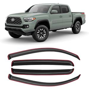 in-Channel Window Rain Guards for 2016-2023 Toyota Tacoma Double Cab/Crew Cab, Window Visor Guard Vent Wind Shade Deflector Rain Shield Protector Sun Visor, Outside-Mount, 4 Pieces, 4 Full-Size Door