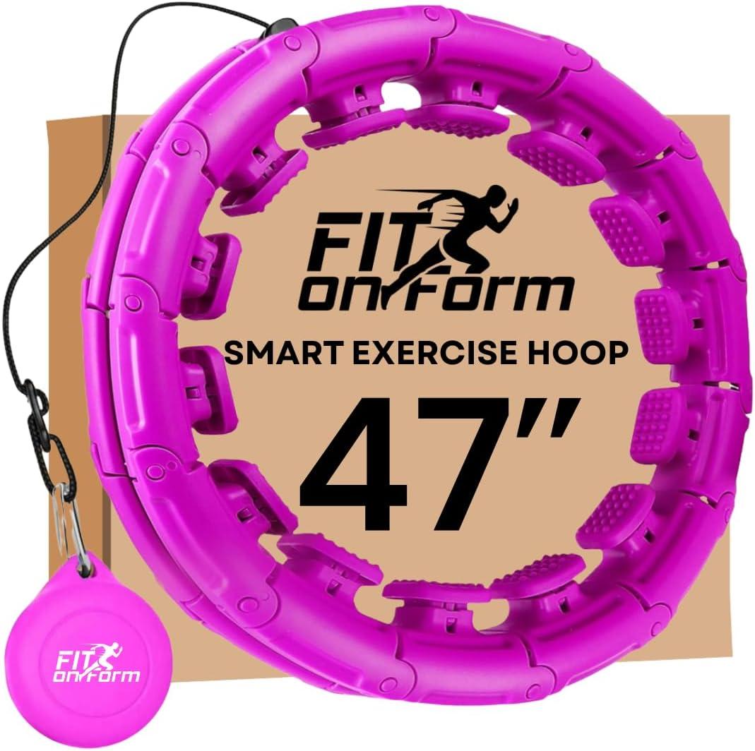 FIT ON FORM Infinity Weighted Hula Hoop for Adults Weight Loss, Smart Exercise Hola Circle Hoop for Women Abs Workout (Purple - 47 Inch)