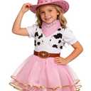 Gomukot Kids Cowgirl Costume for Girls Halloween Western Rodeo Dress Up (Pink, 5-6Years)