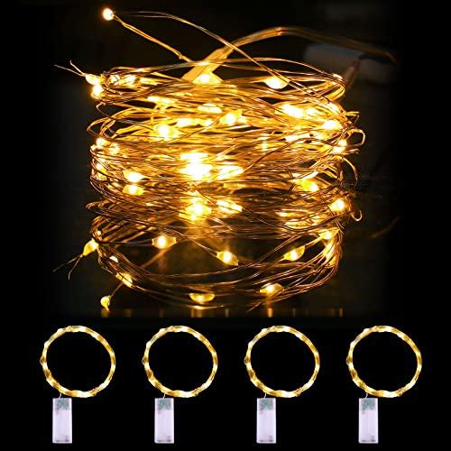 Mandiq 4 Pack Fairy Lights Battery Operated, String Lights 10ft 30 LEDs, Flashing and Constant Light Mode, Warm White