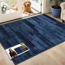 JSEI Dirt Trapper Door Mat 32"x48", Non-Slip Doormats Washable Entryway Mat, Welcome Floor Mat Absorbent Low Profile Dog Door Mats for Front Back Door, Wet Shoes & Paws, Blue