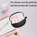 Case Cover Compatible with Baseus Bass BC1 Earbuds, Ziseyoru Soft Silicone Protective Skin for Baseus Bass BC1 with Accessories Bling Keychain for Women Girl (Black)