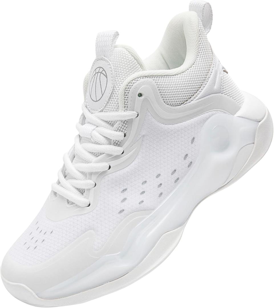 Beita Basketball Shoes for Women Fashion Sneakers Sport Shoes Anti Slip Breathable Tennis Shoes Volleyball Shoes Pickleball Shoes Running Shoes Rubber Sole Indoor Outdoor Court Light Weight Wide (White)