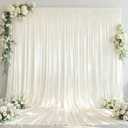 Ivory Satin Backdrop Curtains for Parties, 2 Panels 5FTx12FT Wrinkle Free Glitter Background Photo Backdrop Drapes for Wedding Birthday Photography Back Drop Cloth Holiday Festival Decor