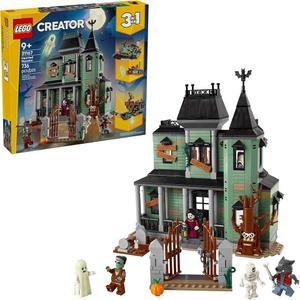 LEGO Creator 3 in 1 Haunted Mansion Building Toy for Kids - Halloween Building Blocks & Learning Toy for Girls & Boys, Ages 9+ - Build a Haunted House, Train, or Ship - Gift for Birthdays - 31167