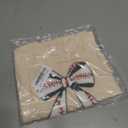 Toddler Baby Girl Summer Outfits Baseball Bow Fuzzy Embroidered T Shirt Top Shorts 2Pcs Baseball Game Day Clothes (Beige)