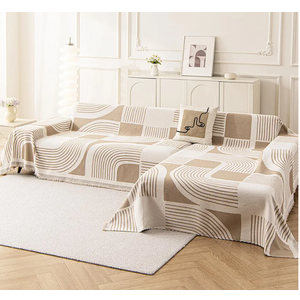 Sectional Couch Covers for L Shaped Sectional Sofa, Boho Chenille Sofa Covers Washable, Bohemian Pet Friendly Chaise Slipcover for Love seat, 2 3 4 Seater (71" X 118"+71" X 102", Khaki)