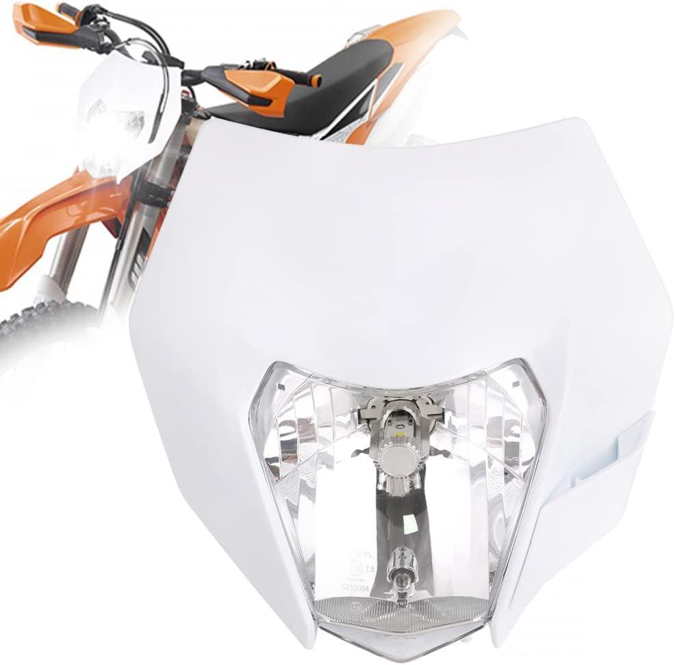 AnXin Dirt Bike Headlight,Motorcycle Headlight Headlamp Universal for SX SXF XC XCW EXC XCF CRF YZF KLX RMZ TX 50 85 125 150 250 300 350 450 500 525 Enduro Supermoto White (normal)