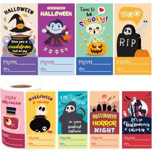 2 x Fancy Land Halloween Stickers to from Name Gift Tags Happy Halloween Envelope Seals for Goodie Bags Boxes Party Decor Supplies 300Pcs