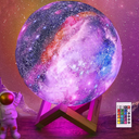 7.9 inch Large Moon Lamp Galaxy Starry Moon Night Light with Touch and Remote Control 16 Colors as Cool Lamp Gift for Boys or Girls