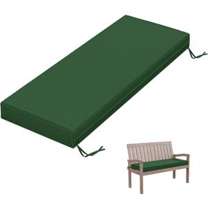 Outdoor Bench Cushion 48 X 18 X 3.5 Inch Thick Waterproof Patio Furniture Cushions, Patio Porch Swing Replacement Seat Pad with Tie Straps and Anti-Slip, for Backyard Garden, Green