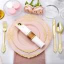 Realluck 350 PCS Pink and Gold Plastic Plates, Plastic Dinnerware Set for 50 Guests, 100 Disposable Plates, 150 Silverwares, 50 Cups, 50 Napkins for Party, Wedding, Graduation
