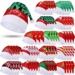 Suhine 60 Pcs Christmas Father Santa Hat Decorative Non Woven Christmas Santa Hat Bulk with Santa Claus Snowman for Xmas Festive Holiday Decoration Family Party Costume Supplies Adult Women Men Unisex