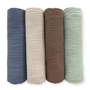 SwaddleDesigns Cotton Muslin Swaddle Blankets for Baby Boy & Baby Girl, Set of 4, Neutral Receiving Blankets for Newborn, Baby Registry & Gift, 46x46 inches, Coastal