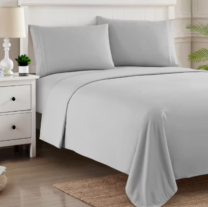 MyOwn Queen Sheet Set - Double Brushed Microfiber Bedding Set, 4 Piece Deep Pocket Queen Sheets - Ultra Soft, Easy-Fit, Wrinkle Free, Quick Dry, Easy Care - Light Gray