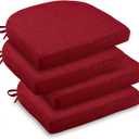 downluxe Indoor Chair Cushions for Dining Chairs, Soft and Comfortable Textured Foam Kitchen Chair Pads with Ties and Non-Slip Backing, 16" x 16" x 2", Red, 4 Pack