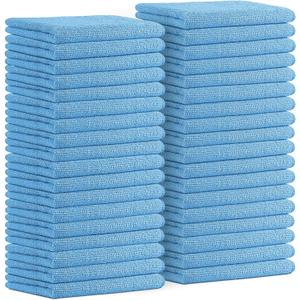 Avalon Towels Microfiber Cleaning Cloths (Value Pack of 36) Size 16" x 16", Highly Absorbent Cleaning Rags, Lint Free Cleaning Towels, Reusable and Washable, Microfiber Towels for Cars (Blue)
