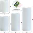 Eldnacele Waterproof Flameless Flickering Candles with 6 Hours Timer, Indoor Outdoor White LED Plastic Battery Operated Pillar Candles Pack of 4 Wedding Dinner Home Decor, D3x H4 5 6 8