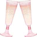 Hedume 70 Pack Pink Champagne Flutes, 5oz Disposable Plastic Wine Glasses, 2-Piece Disposable Champagne Glasses for Celebration, Wedding, Party, Valentine's Day, Mother's Day