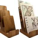 Distinguished 3-Tier Acacia Wood Literature Holder, Trifold Brochure Holder, Flyer Holder, Postcard Display and Countertop Wooden Display Stand [Pack of 2]