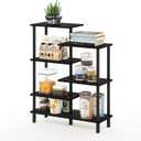 Furinno Rata 6-Tier Industrial Multipurpose Flat Base Shelf Display Rack, Wide, Americano