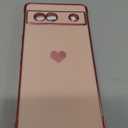 LeYi for Google Pixel 7A Case: with Tempered Glass Screen Protector [2 Pcs]+ Full Camera Lens Protection, Love Heart Plating Girly Women Cute Luxury Soft TPU Shockproof Case, Pink