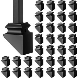 Funrous 48 Pack Iron Baluster Shoes Stair Flat Shoe with Screw for 1/2 Inch, Square Iron Balusters Wrought Spindles for Staircase Slant Shoes with Screw, Satin Black