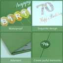 Crenics Green and Gold 70th Birthday Decorations, Happy 70th Birthday Guest Signature Book Alternative 18" x 12", Awesome 70 Years Old Party Gift for Women or Men