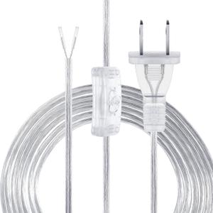 Lamp Cord with Switch Replacement Lamp Cord 18AWG SPT-2 Replacement Silver Power Transparent with Plug for Table Floor Lighting Fixture(Clear Sliver,15ft)