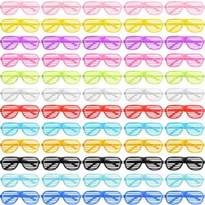 Maitys 100 Pack Plastic Shutter Shades Glasses, 80's Style Slotted Shutter Sunglasses Neon Color for Party Birthday Favors(Red, Green, Royal Blue, Black, Pink, Purple Light Pink, White, Blue, Light Blue, Light Yellow, Yellow)