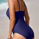 Aleumdr Women's One Piece Swimsuit Ruched Tummy Control Bathing Suit Square Neck Push Up Swimwear