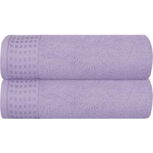 GLAMBURG 100% Cotton 2 Pack Oversized Bath Towel Set 28x55 Inches, Ultra Soft Highly Absorbant Compact Quickdry & Lightweight Large Bath Towels, Ideal for Gym Travel Camp Pool - Purple