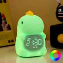 Dinosaurs Alarm Clock with Night Light for Kids with Sleep Training and Sound Machine, Rechargeable Silicone Lamp OK to Wake ClockCute Animal Tabletop Lamp, Perfect Sleep Companion for Boys Girls