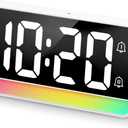 ALANAS Large Digital Alarm Clock for Bedrooms, Dynamic Color Changing Mood Light & Dual Alarms, Snooze, Adjustable Volume & Brightness, USB Charger, Loud Alarm for Heavy Sleepers, Adults, Kids, Teens