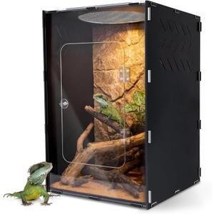 25 Gallon Reptile Tank Enclosure,16x16x24 Reptile Terrarium Acrylic Front Opening with Metal Translucent Mesh Top for Crested Gecko Lizards, Snakes, Chameleon