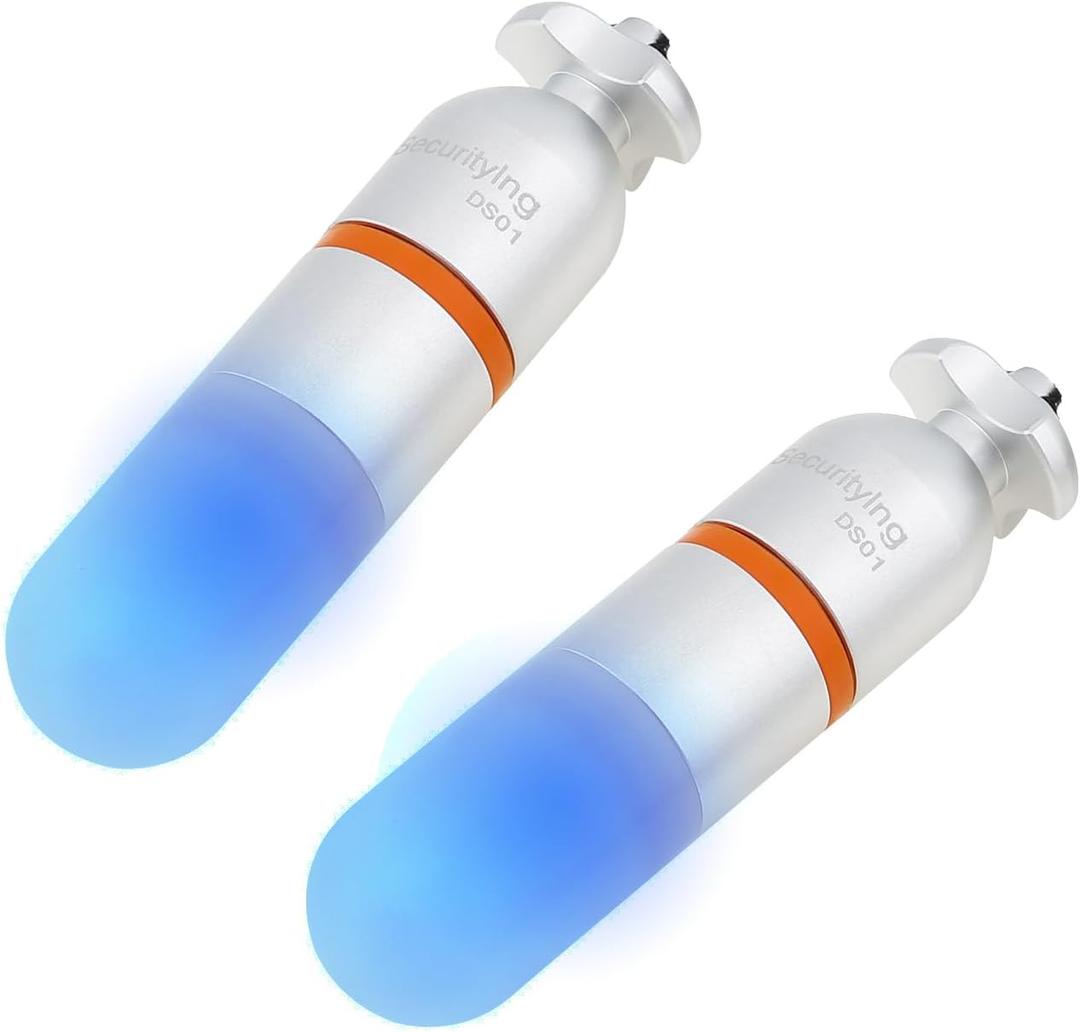 SecurityIng 2Pcs Scuba Dive Strobe Signal Lamp, Mini Tank Light Night Dive Marker Light, Underwater 150M LED Flashing Safety Light Beacon Diving Light with AAA Battery (Blue)