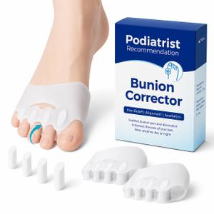 Upgraded Toe Separators & Toe Spacers for Women and Men - Podiatrist Recommended, Bunion Corrector, Foot Alignment and Pain Relief(1 Pair) (White)