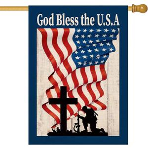 Baccessor 4th of July Patriotic House Flag God Bless America Memorial Day Double Sided Garden Flag Independence Day Large House Yard Flag Outdoor Outside Holiday Decoration 28 X 40 Inch ([VARIES])