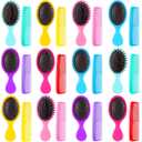 Nuogo 24 Pcs Mini Wet Hair Brush Combs Set Travel Detangling Soft Bristles Wet Dry Kids Hair Brush 12 Detangler Small Brushes 12 Plastic Combs for Baby(Bright Color)