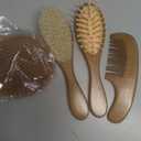 Yoofoss 4 Piece Baby Hair Brush and Comb Set, Wooden Baby Hair Brush with Natural Ultra Soft Goat Hair, Baby Comb Set for Boy, Girl - Walnut