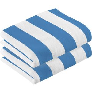 WIHVE Hand Towel Set of 2 White Blue Vertical Stripe Absorbent Soft Decorative Fingertip Towel for Bathroom 16 x 28 Inch