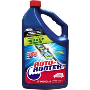 Roto-Rooter Build-Up Remover Drain Cleaner, Enzyme-Based Formula Helps Prevent Clogs and Grease Buildup, Removes Odor, Safe for Septic Systems, Pipes, Toilets, Drains and Sinks, 64 oz