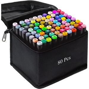 Markers, 80 Colors Art Drawing Markers Set for Kids Adults Dual Tip Permanent Sketch Markers, with Organizing Case