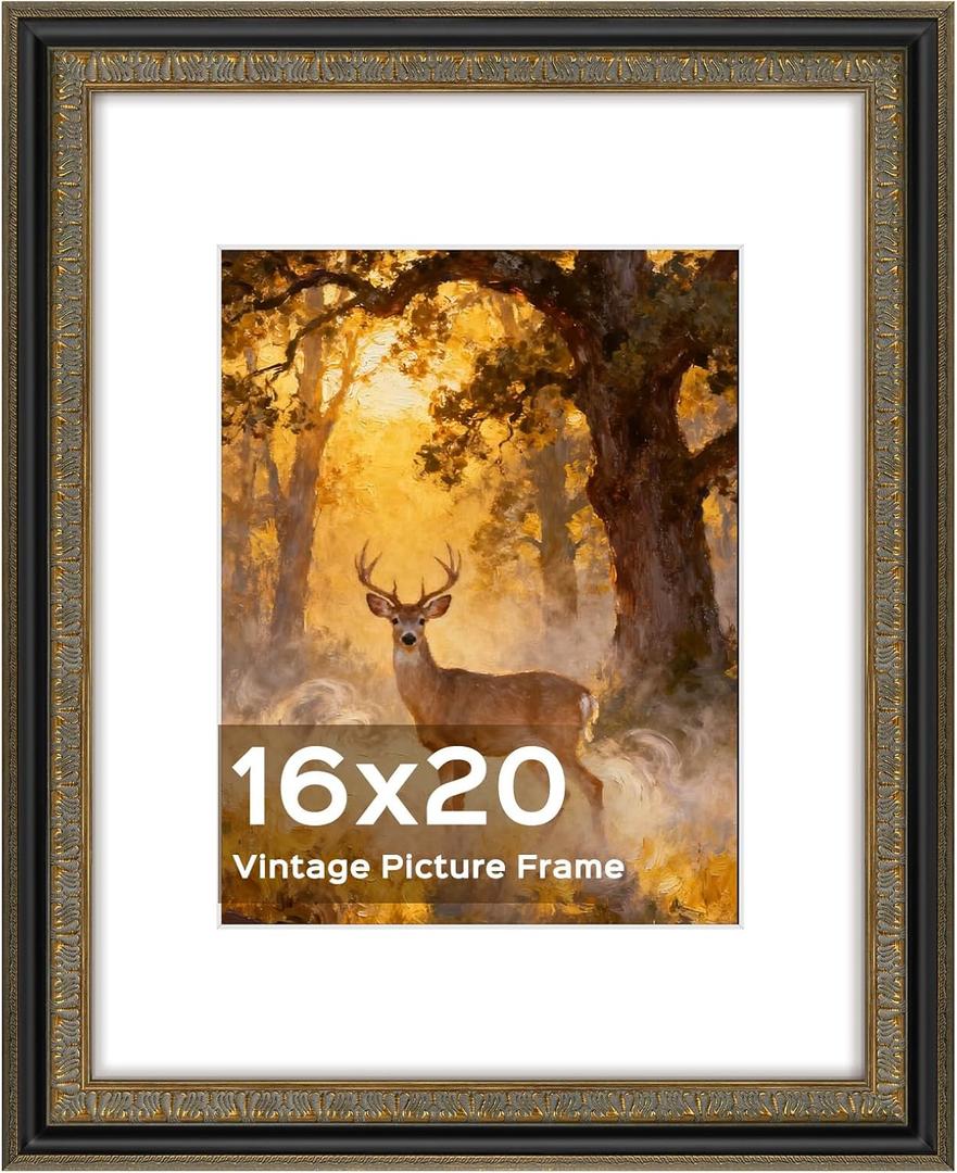 Golden State Art 16x20 Antique Black Gold Picture Frame Mat for 11x14