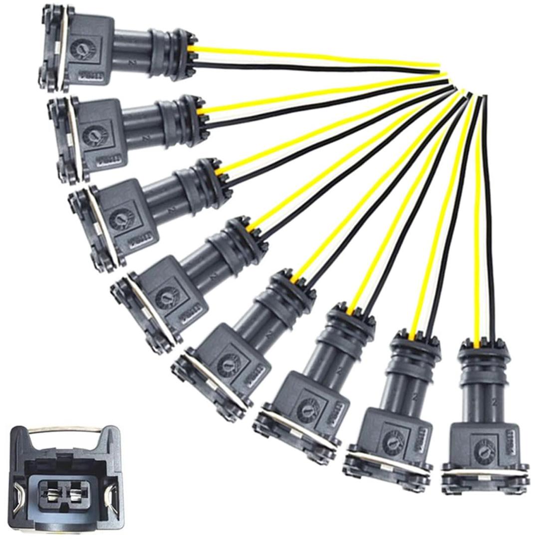 8Pcs Fuel Injectors Connector Plug Harness Pigtail Replacement for Ford Compatible with F150 F250 F350 E150 E250 Mustang Expedition Lincoln Mercury 4.6L 5.0L 5.4L 5.8L 0280150943 0280150939 0280150909
