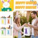Fulmoon 120 Pieces Easter Gift Bags Bulk Assorted Kraft Paper Gift Bags with Handle Bunny Printed Holiday Goodie Wrapping for Easter Presents Eggs Hunting Party Favor Supplies Decor (White)